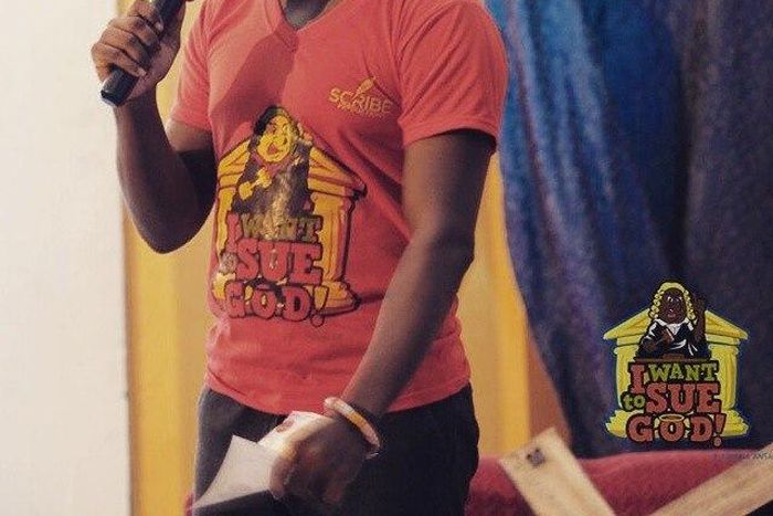 Kobina Ansah in a red t-shirt