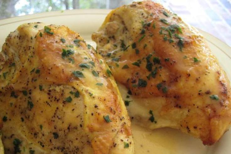 Pan roasted chicken breast garnish with spinach