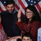US House Representative Rashida Tlaib (D-MI), takes the oath of office on Thomas Jefferson's English-translated Koran, with family members present in a ceremonial swearing-in at the start of the 116th Congress January 3, 2019