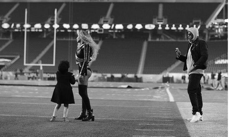 Beyonce with Blue Ivy and Jay Z