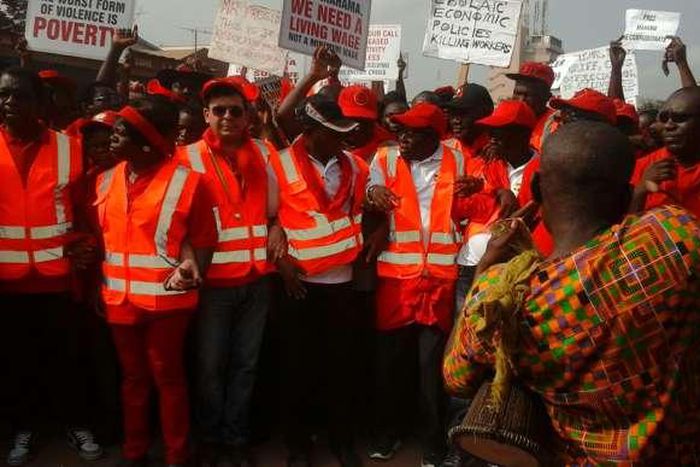 Organised Labour staging a demonstration