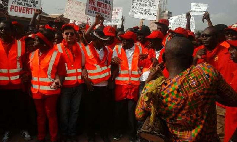 Organised Labour staging a demonstration
