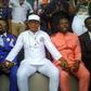 Bishop Obinim [in white] praying with his junior pastors at the Jubilee Park