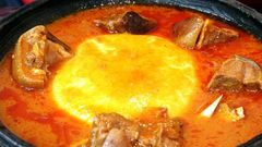 Yam fufu and goat light soup