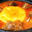Yam fufu and goat light soup