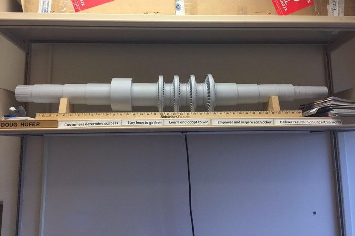 Top image: A solar thermal power concentrates heat from the sun to boil water and use the steam to generate electricity. Image credit: Getty Images Above: A life-size prototype of GE’s “sunrotor” on a shelf at GRC. This 10 megawatt prototype is the bas...