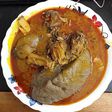 Kokonte and palm nut soup