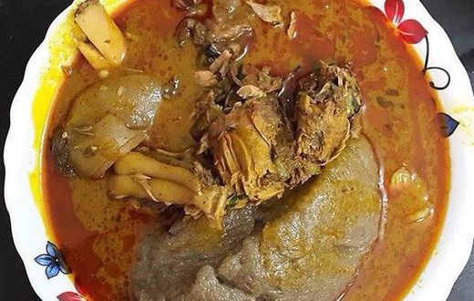 Kokonte and palm nut soup