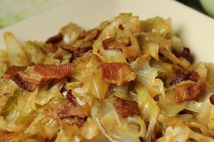 Fried Cabbage with Bacon, Onion, and Garlic