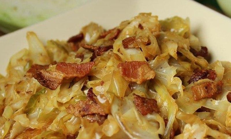 Fried Cabbage with Bacon, Onion, and Garlic