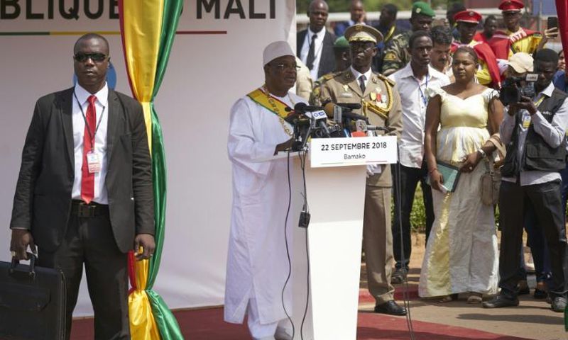 Mali's President Ibrahim Boubacar Keita, seen here in September, visited the graves of villagers killed during a New Year's Day massacre