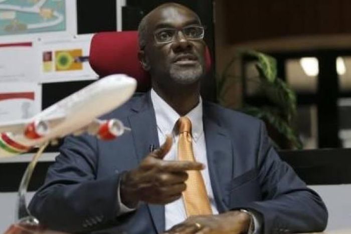 Kenya Airways Chief Executive Officer Mbuvi Ngunze speaks during an interview with Reuters in the capital …