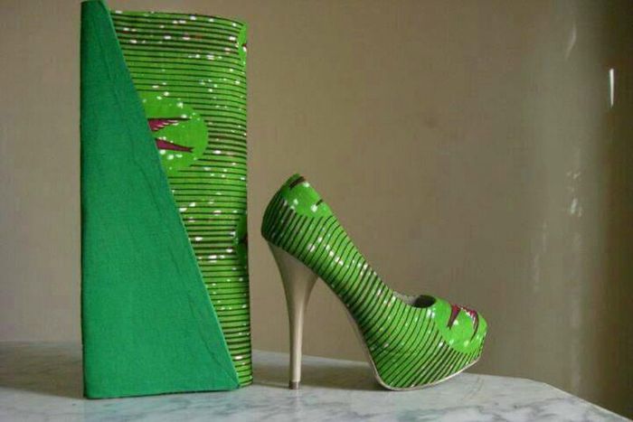 African print bag and shoe