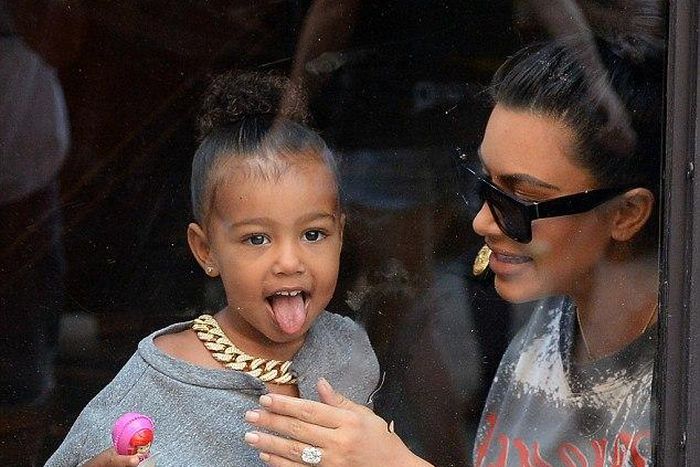 North West making faces with mum Kim Kardashian