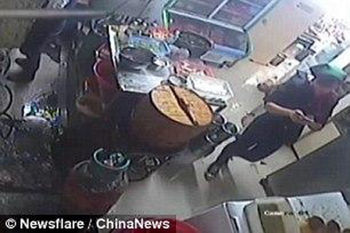 Careless woman who accidentally hit gas flame