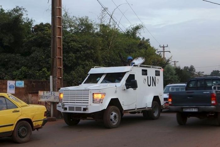 A UN armored vehicle patrols in Bamako, Mali, November 23, 2015. REUTERS/Joe Penney