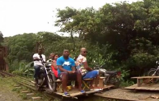 Villagers build motorcycle-powered wooden train