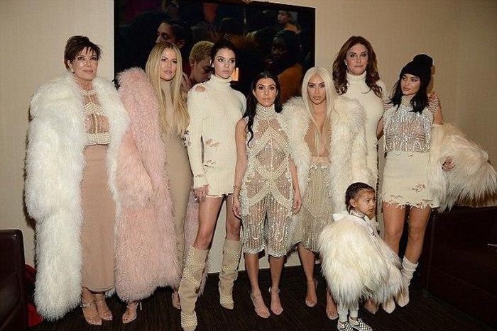 Kardashian-Jenner family came all out in bold Yeezy X Balmain looks for the Yeezy Season 3 showcase.