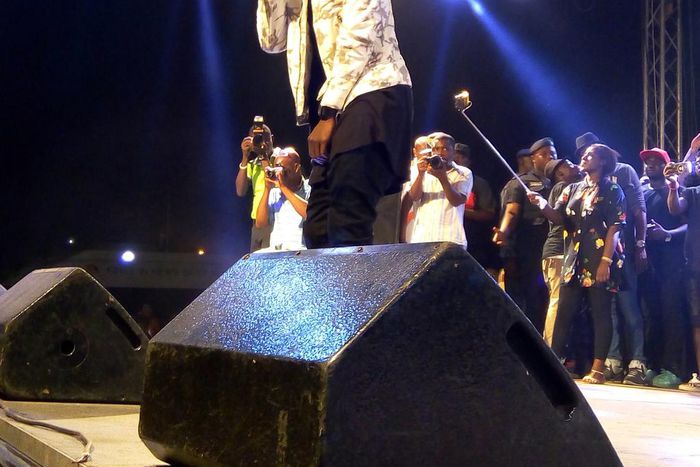Stonebwoy performing at the event