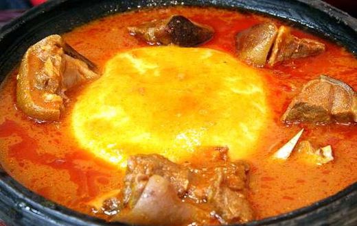 Yam 'fufu' and goat light soup