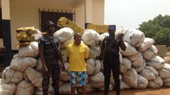 Joseph Nartey was arrested after allegedly attempting to bribe the policemen at the scene with GHc2,630. (Picture credit: Graphic.com.gh)