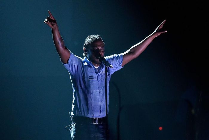 Kendrick Lamar performing at The Grammys