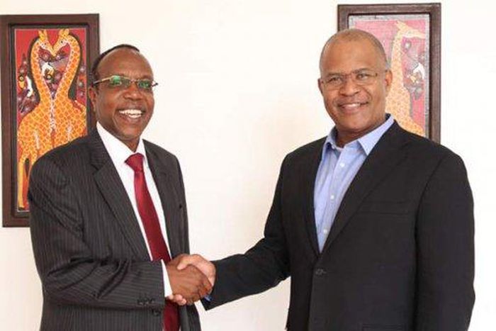Dr. George Njenga, Deputy Vice Chancellor, Strathmore University (left) and One University Network Chief Executive Officer Gene Wade at Strathmore University.
