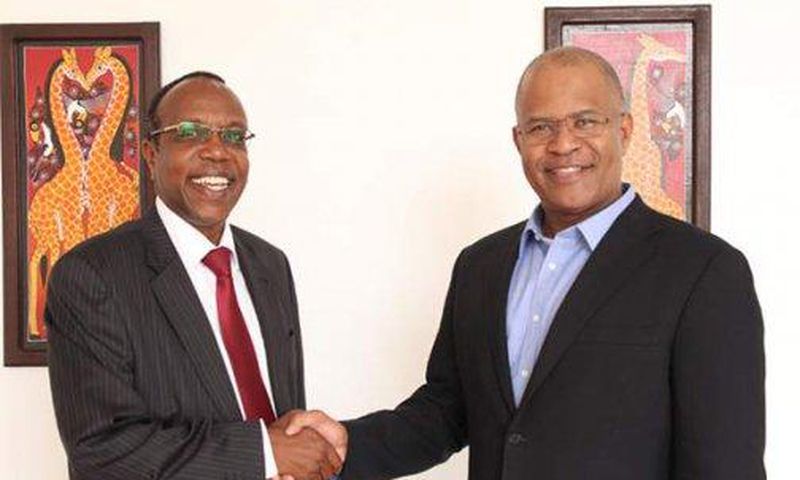 Dr. George Njenga, Deputy Vice Chancellor, Strathmore University (left) and One University Network Chief Executive Officer Gene Wade at Strathmore University.