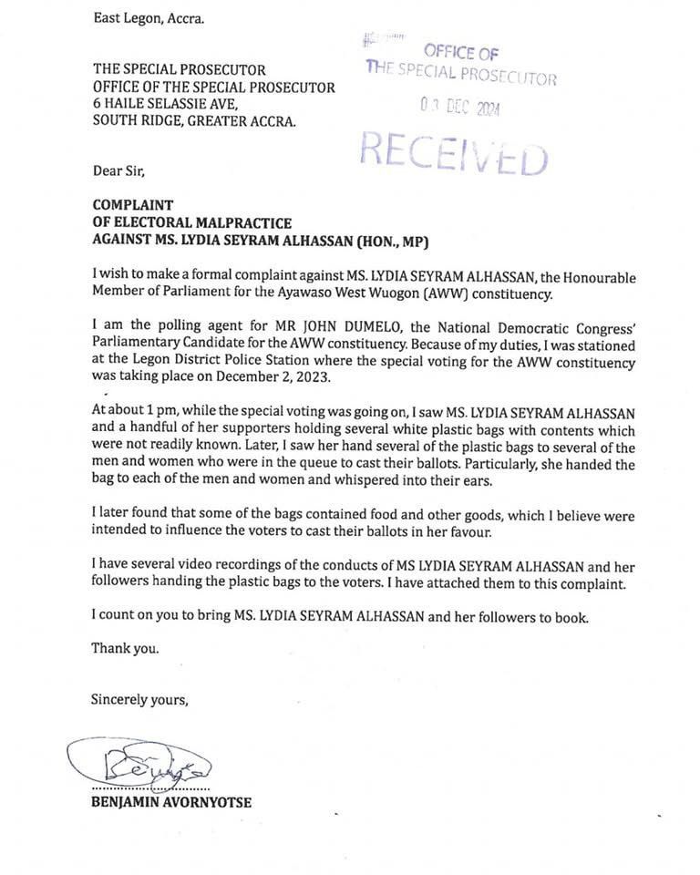 Special Voting: Dumelo files ‘election malpractice’ complaint against Maa Lydia