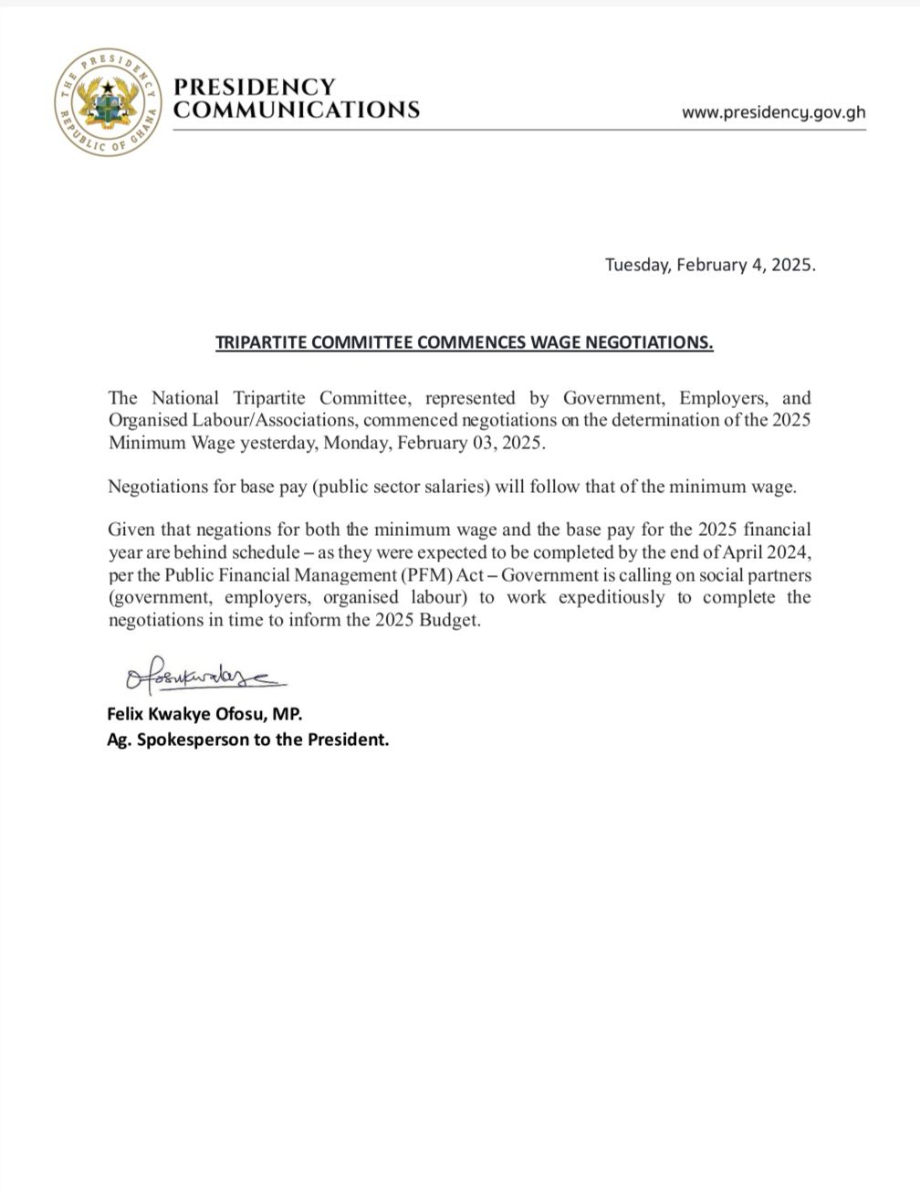 National Tripartite Committee commences 2025 minimum wage negotiations