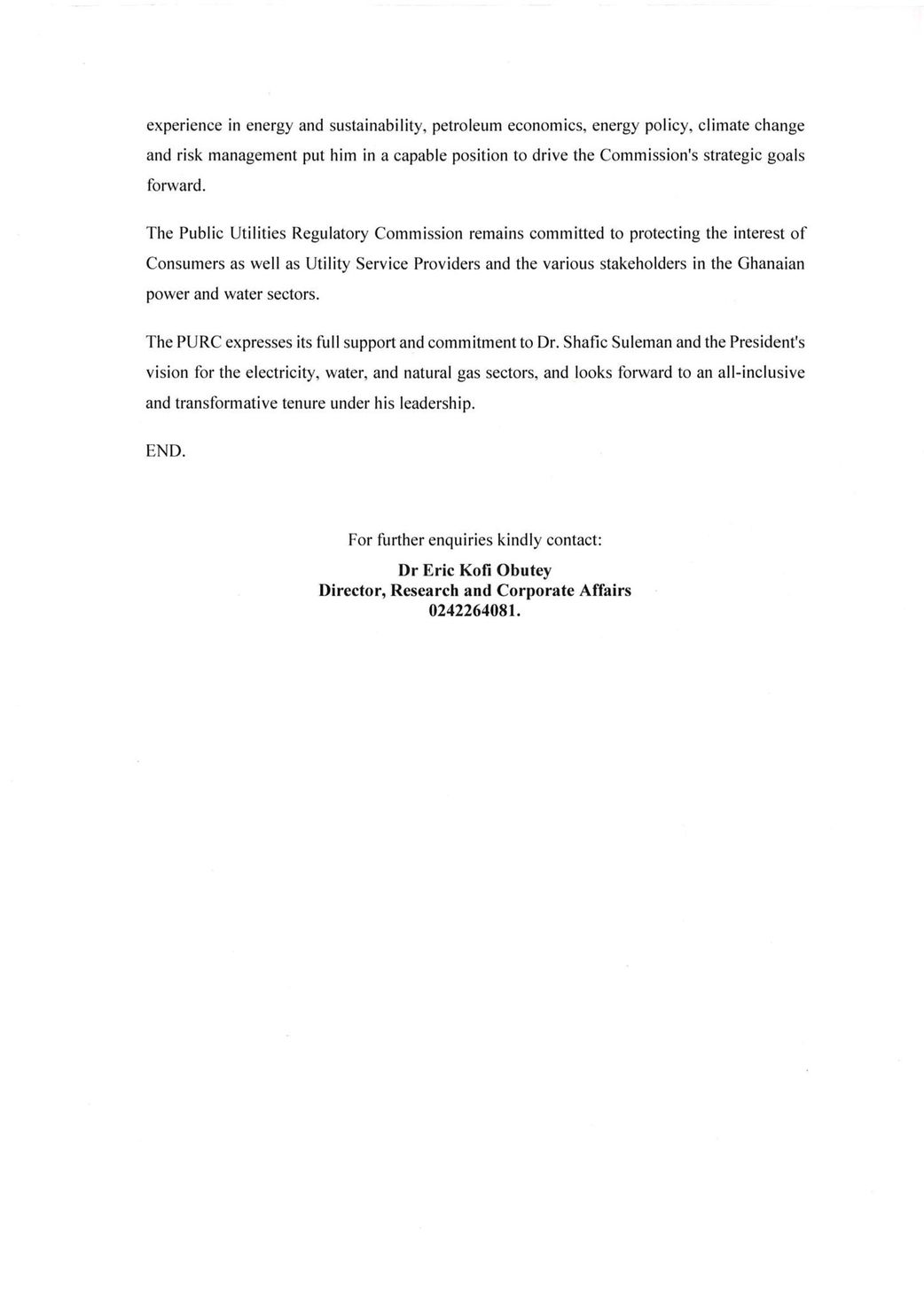 Dr Shafic Suleman named acting Executive Secretary of PURC