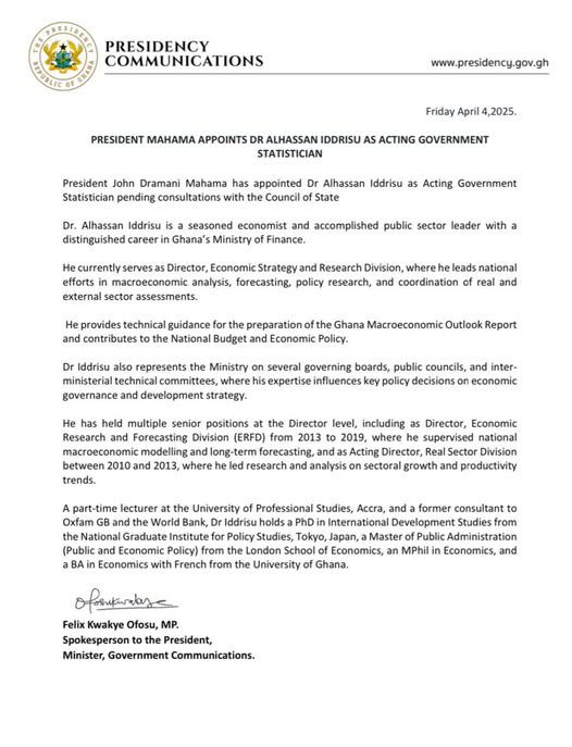 President Mahama sacks Prof. Kobina Annim, appoints new government statistician