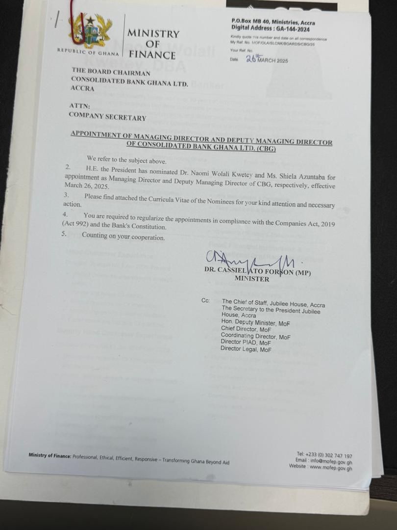 NDC’s Fiifi Kwetey’s wife appointed acting MD of CBG, triggers public debate