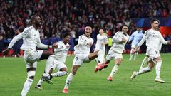 Madrid player celebrates after dramatic penalty shootout victory over Atlético Madrid in the round of 16.