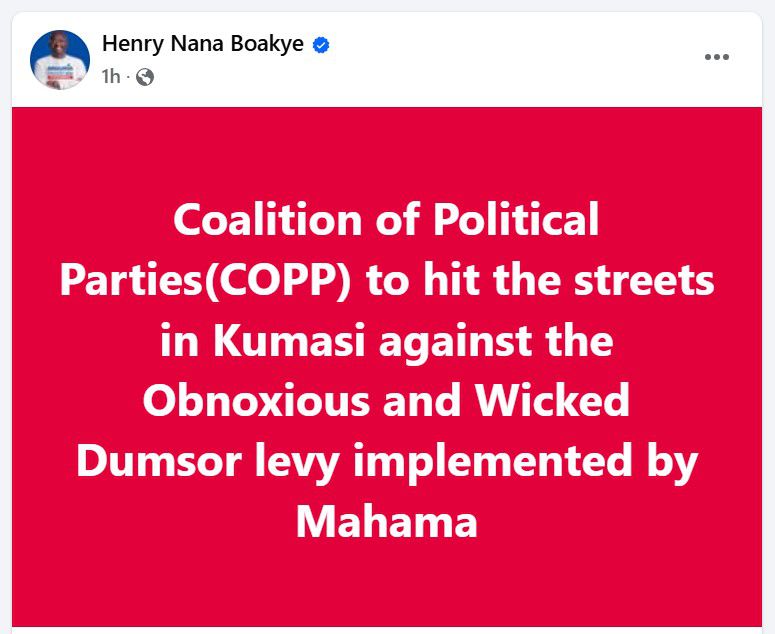 GH¢1 fuel levy: NPP announces ‘dumsor levy’ demo less than 24 hours after bill passes