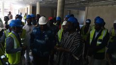 Mahama inspecting expansion works at the hospital