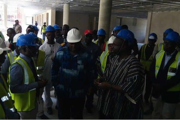 Mahama inspecting expansion works at the hospital