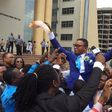 Obinim celebrating after he was acquitted and discharged