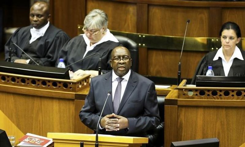 South African Finance Minister Nhlanhla Nene delivers his 2015 Budget Speech at Parliament in Cape Town, February 25, 2015. REUTERS/Sumaya Hisham