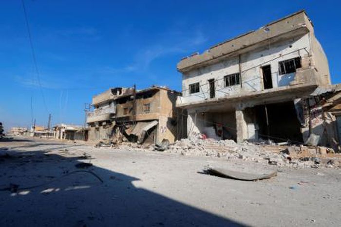 A general view shows a deserted street in the rebel-controlled area where forces loyal to Syria"s President Bashar al-Assad carry out offensives to take control of the town of Kafr Nabudah, in Hama province, Syria, October 11, 2015.