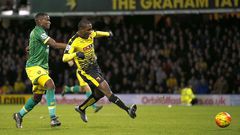 Odion Ighalo scores for Watford against Norwich.