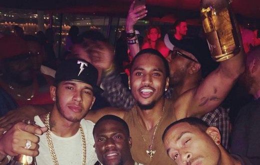 Lewis Hamilton parties with Kevin Hart,Trey Songz  Ludacris and Tinie Tempah