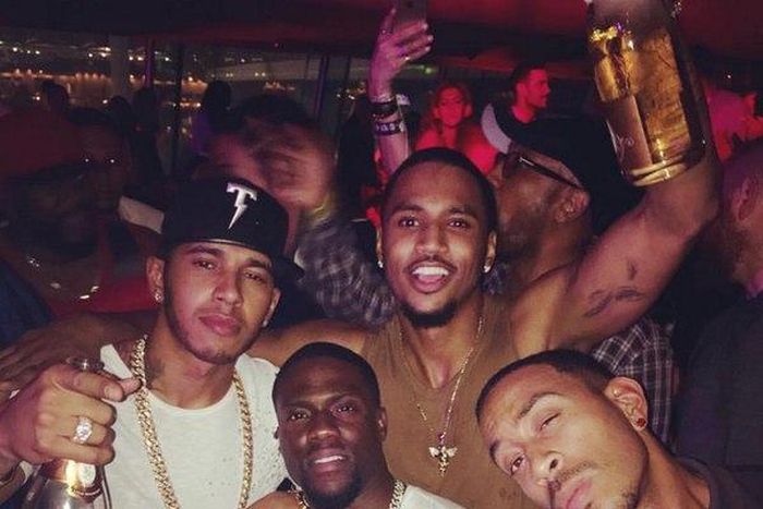 Lewis Hamilton parties with Kevin Hart,Trey Songz  Ludacris and Tinie Tempah
