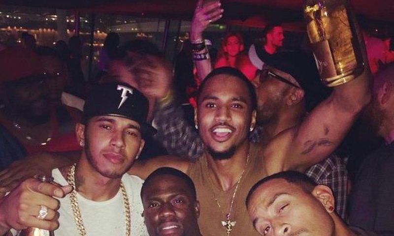 Lewis Hamilton parties with Kevin Hart,Trey Songz  Ludacris and Tinie Tempah