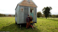 Christian Montez, 29, and Kyra Powell, 28, built the two-storey cabin on the outskirts of Hereford for just £1,000