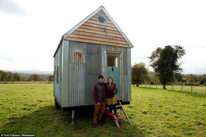 Christian Montez, 29, and Kyra Powell, 28, built the two-storey cabin on the outskirts of Hereford for just £1,000