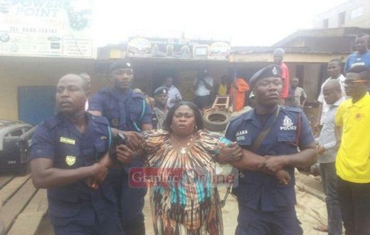 A spare parts dealer at Suame had to be forcibly removed by armed Policemen from her shop before it could be closed down