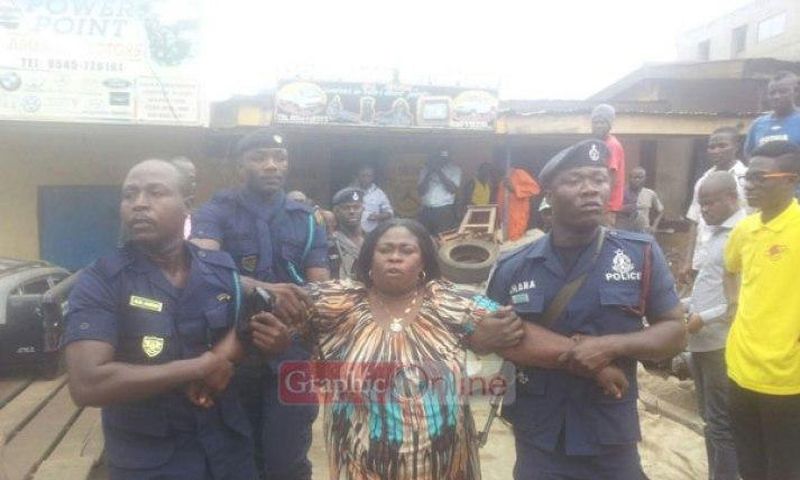 A spare parts dealer at Suame had to be forcibly removed by armed Policemen from her shop before it could be closed down