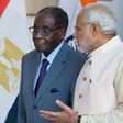 Indian Prime Minister Narendra Modi and Zimbabwean President Robert Mugabe at the India Africa Forum Summit 2015