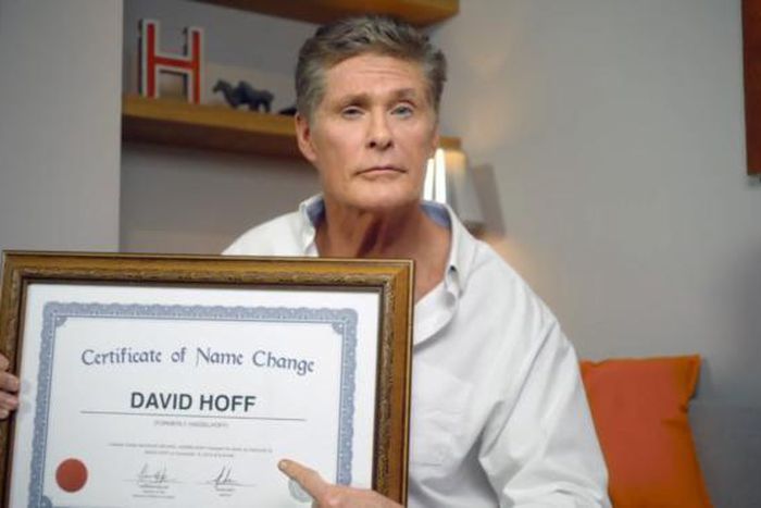 David Hassellhoff changes name to David Hoff